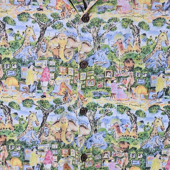 Reyn Spooner Guy Buffet Hawaiian Shirt Artists At The Zoo Size Large Vintage - Picture 7 of 9